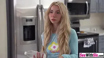 Kinky blonde teen stepsis pranks big cock stepbro to get pounded