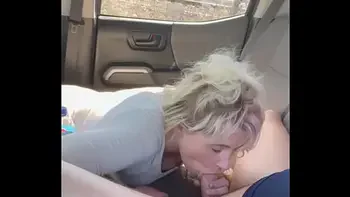 Real hooker with blonde hair gives a bbbj & gets bent over & fucked bareback from behind & takes a load on her ass