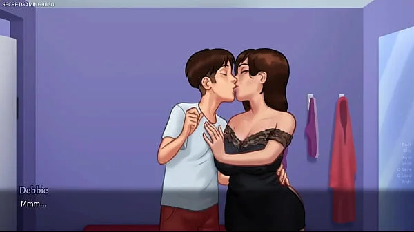 Summertime Saga By DarkCookie - Hot Stepmom Debbie in Seductive Sexy Dress Begs Him to Kiss Her