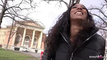 GERMAN SCOUT - BROWN EBONY BOMBSHELL FUCK TO EYE ROLLING ORGASM AT PICKUP CASTING