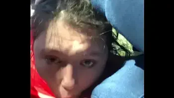 Dirty hooker sucks cock in car BJ