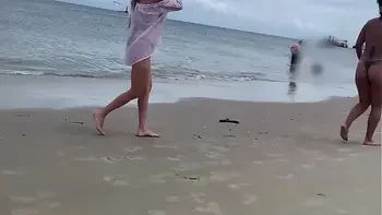 Crazy milf jerks me off in front of passersby