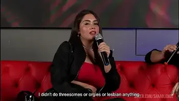 I fuck a fan during a TV interview with my husband and the audience in front of me - Sara Blonde