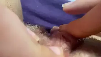 Huge clitoris rubbing and jerking orgasm in extreme closeup