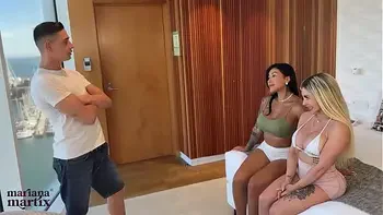 A group of friends eager for sex fucks a Spaniard they meet on the beach - Mariana Martix