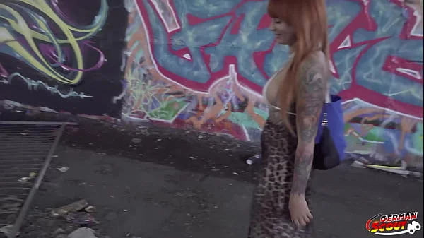 GERMAN SCOUT - Risky Anal Sex Casting with German freckled Redhead Tattoo Model Obviously Peachy at Public Lost Place