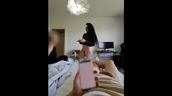 My step mom and I are getting ready for going out and my husband is relaxing and showing off his cock.