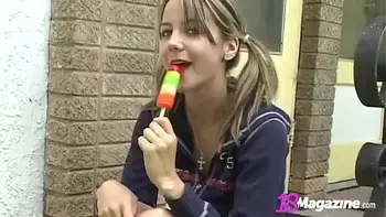 Little Titty Andi Pink Licks Popsicle & Shows Pussy!