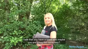 Public Agent British Blonde Amber Deen first time outdoor sex