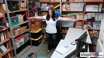 Tattooed big tits teen busted by a cop because of fraud