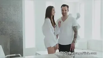 Threesome oral massage in the parlor shower