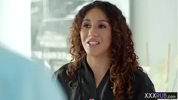 Sexy small tits brunette MILF massage a new client