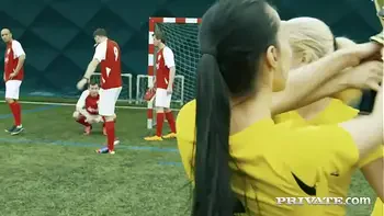 Private.com - Ana Rose & Cayla Lions Do Locker Room Orgy!