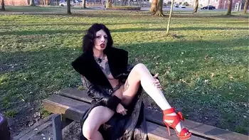 Slut Lucy fucks a traffic cone and a dildo in public