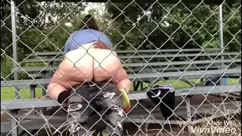 Bbw rides bbc on bleachers