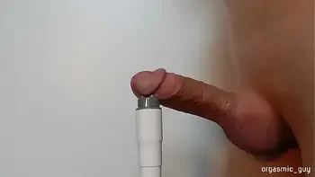 Male orgasm with huge cumshot after nice cock growing