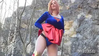 Alexsis Faye Busty SuperWoman Cosplay outdoor playing