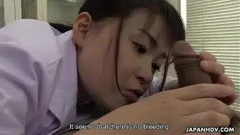 Japanese nurse, Sayaka Aishiro sucks dick while at work, uncensored