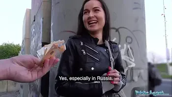 Public Agent Monica Brown has her tight Russian pussy fucked outdoors