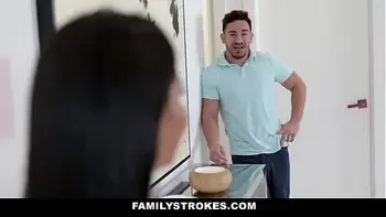 Big ass latina stepmom locks stepdad in bathroom to fuck stepson
