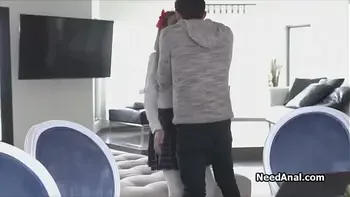 Filling up coeds tight ass on the couch