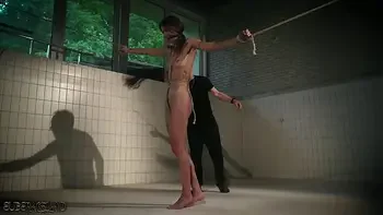 Humiliation for tied up teen hungry for cock