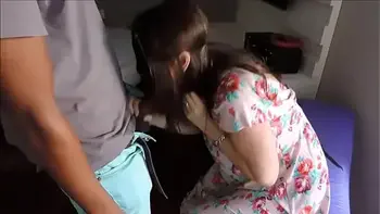 Wife jerks off BBC in her mouth while hubby watches
