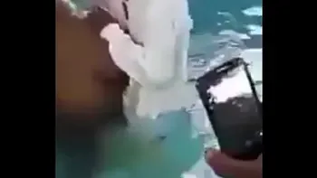 Pastor suck and fuck in a pool