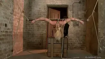 Blonde in extreme bondage gets toyed