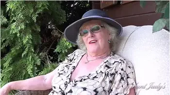 Judys - 66yo Hairy Mature Gilf Mrs. Claire Sucks Your Cock In The Garden (pov) - Aunt Judys