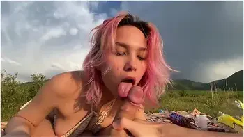 Took An Asian Girl To The Mountains And Fucked Her On A Picnic