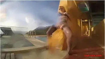 Sexy Mature Red Xxx Masturbates Outside By The Pool