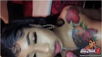 Hot Ebony Gets A Sloppy Face And Throat Fuck With Tons Of Spit