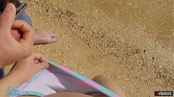 OMG STRANGER CUM IN MY PANTIES ON THE BEACH