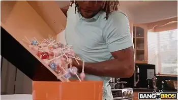 Jay Bangher Gives Skyla Sun Some Candy And His Long Chocolate Bar For Halloween