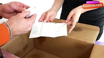 Sexy Italian Accountant Fucks Courier with Evolova Electric Doll - Hot Anal & Doggy Style with Big Tits