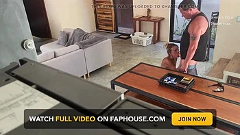 Nanny Cam Catches Hot Babysitter Giving Blowjob in Kitchen - Real Amateur Caught Naked