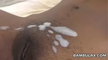Sperm splash all over african teen pussy stepdaughter