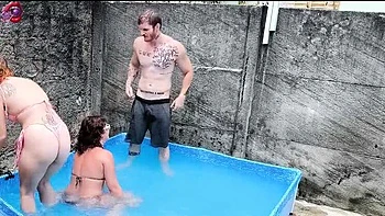 Hot Threesome Fuck with Candy Kush and Carmonaoficial in Pool - Blowjob, Latina, Big Ass, Homemade