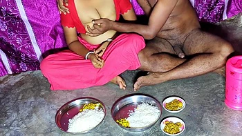 Indian Husband And Wife Eat Food