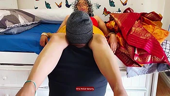 Hottest Saree Sex - Desi Milf In Silk Saree Fucked Hard By Stepbrother In Law - Loud Moans - Pussy Eating