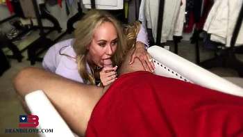Brandi Love MILF Blowjob in Closet POV - Big Tits Mom Sucks Your Dick