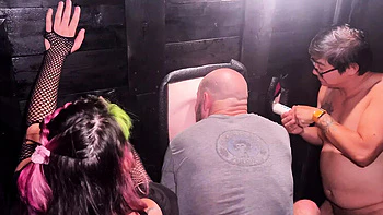 Glory Hole Sluts: Pussy Riot Strippers Moaning & Squirting in Adult Theater - HD Group Sex