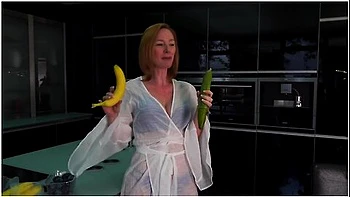 Horny Mature Tara Pleases Her Cock Hungry Pussy Using Cucumber With Condom
