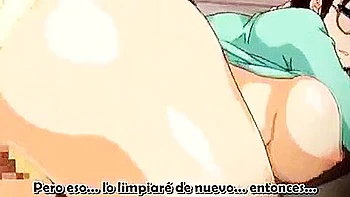 She spreads her legs and thrusts inside her, then inserts it from behind and cums inside her.