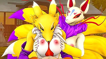 Renamon And Kyubi - Titjob + Blowjob