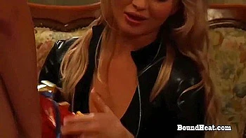 Submissive Lesbian Slave Receives Big Viing Strapon From Mistress