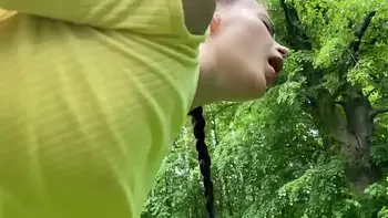 Fucked a thin nymphu in the forest