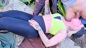Slut Deep Throat Blowjob Outdoors For A Stranger!