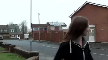 Naughty brunette teen babe Leyla pissing outdoors